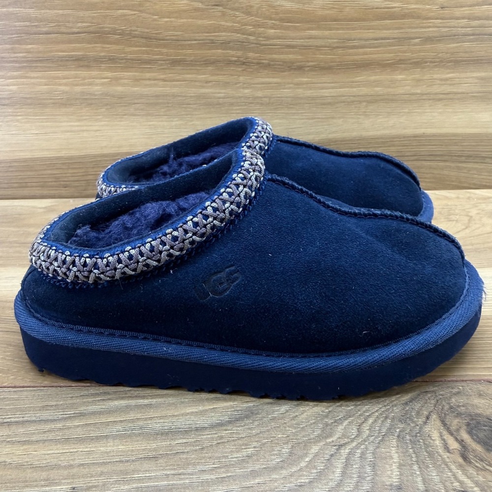 UGG Tasman Slippers Toddler Little Kid 11 Navy Blue Suede Shearling Sherpa Lined